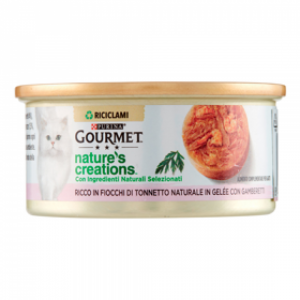Purina Gourmet Nature's Creations, Fiocchi di Tonnetto in gelèe con Gamberetti 24x85gr
