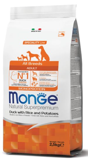 MONGE ALL BREEDS .ADULT anatra/riso/patate KG.2,5